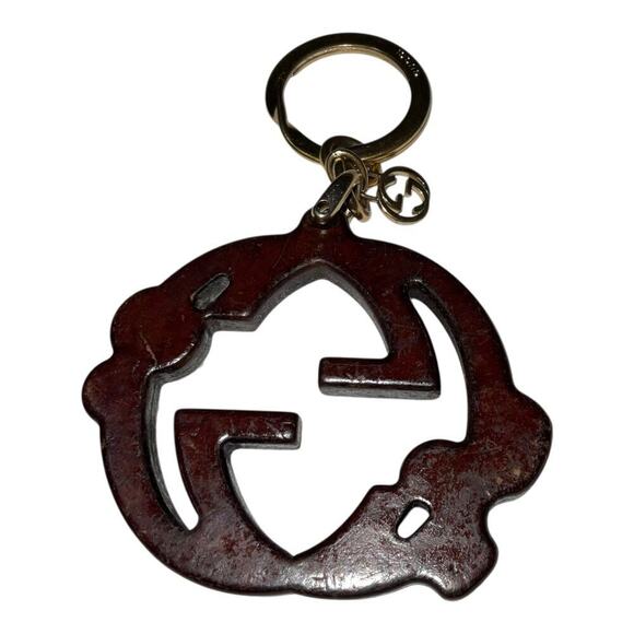 Gucci Brown Wood and Crystals Charm Ring Keychain Bag charm Gucci Brown Wood and Crystals Charm Ring Keychain Bag charm